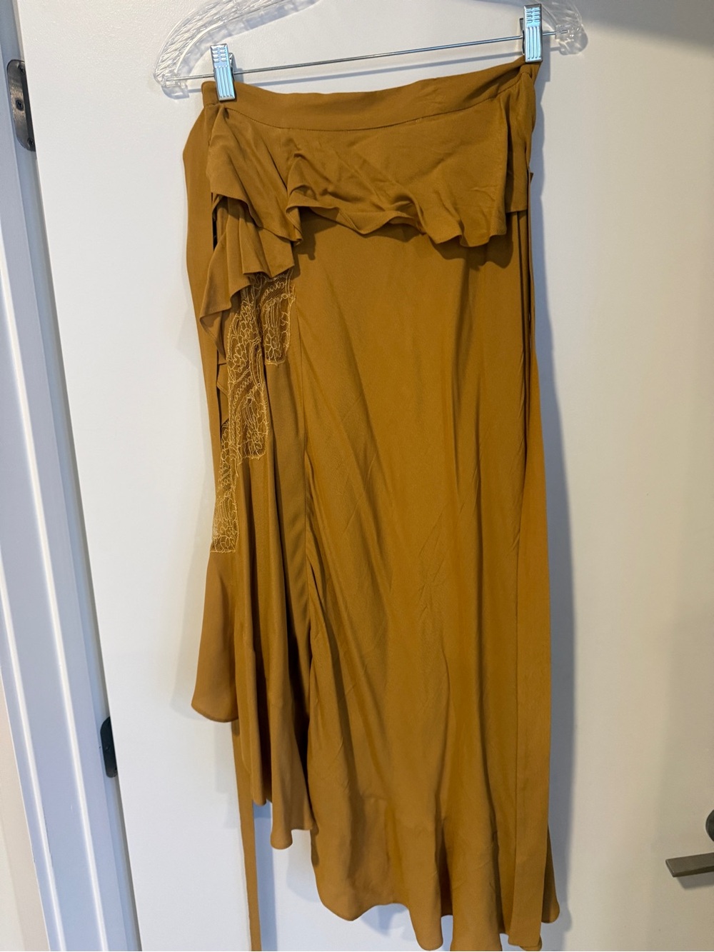 IRO Mustard Ruffled High-Low Wrap Skirt - Picture 3 of 4